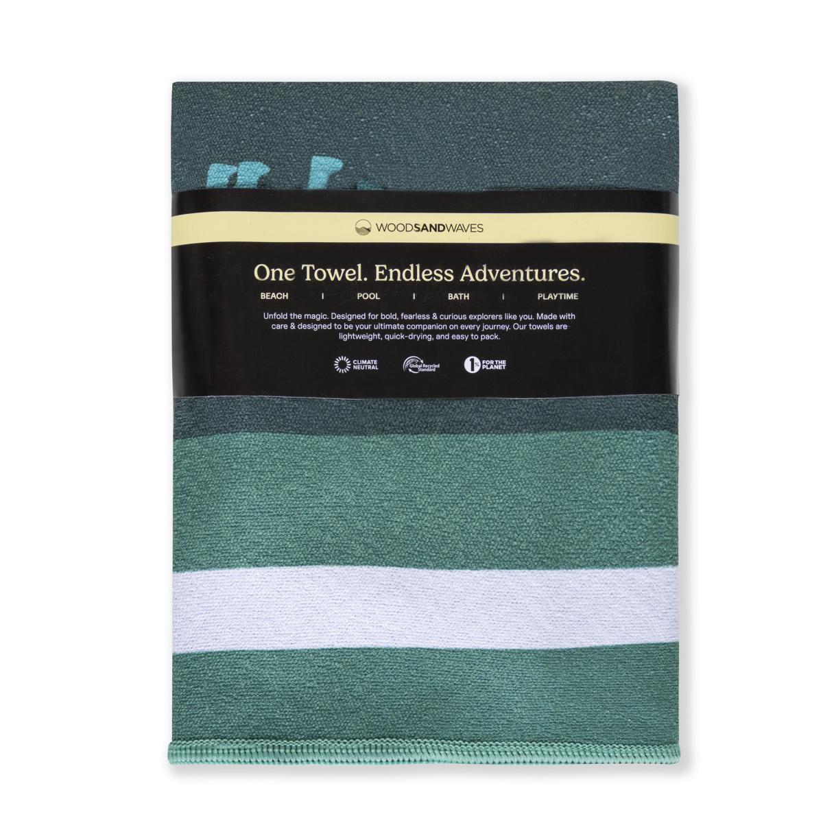 Dino Park - Strandtuch für Kinder - schadstofffrei, schnelltrocknend  & sanft zur Haut (140cm x 70cm) - WOODSANDWAVES