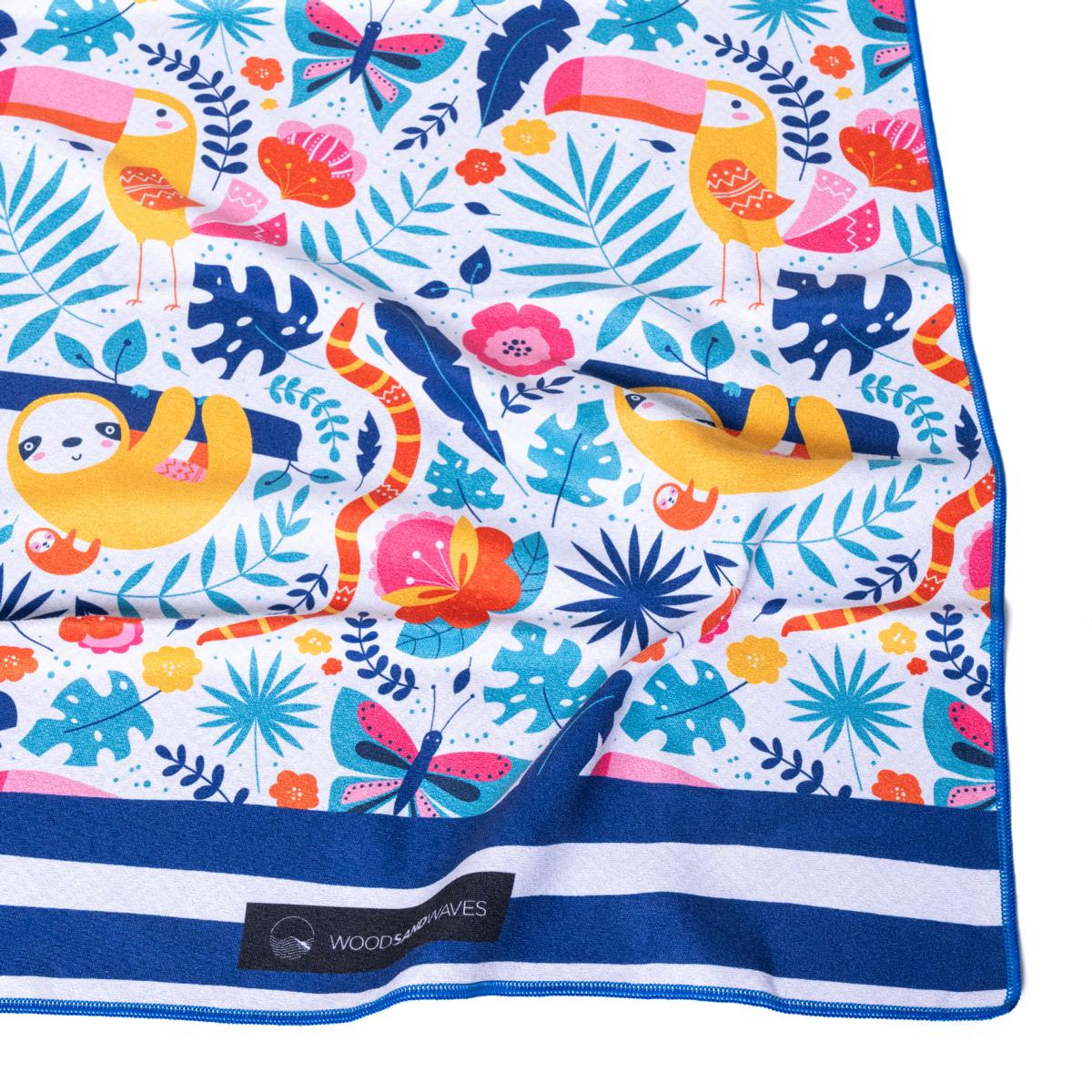 Jungle Fever - Strandtuch für Kinder - schadstofffrei, schnelltrocknend  & sanft zur Haut (140cm x 70cm) - WOODSANDWAVES